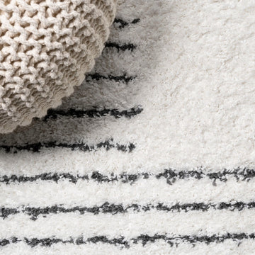 Petra Abstract Stripe Geometric Shag Area Rug